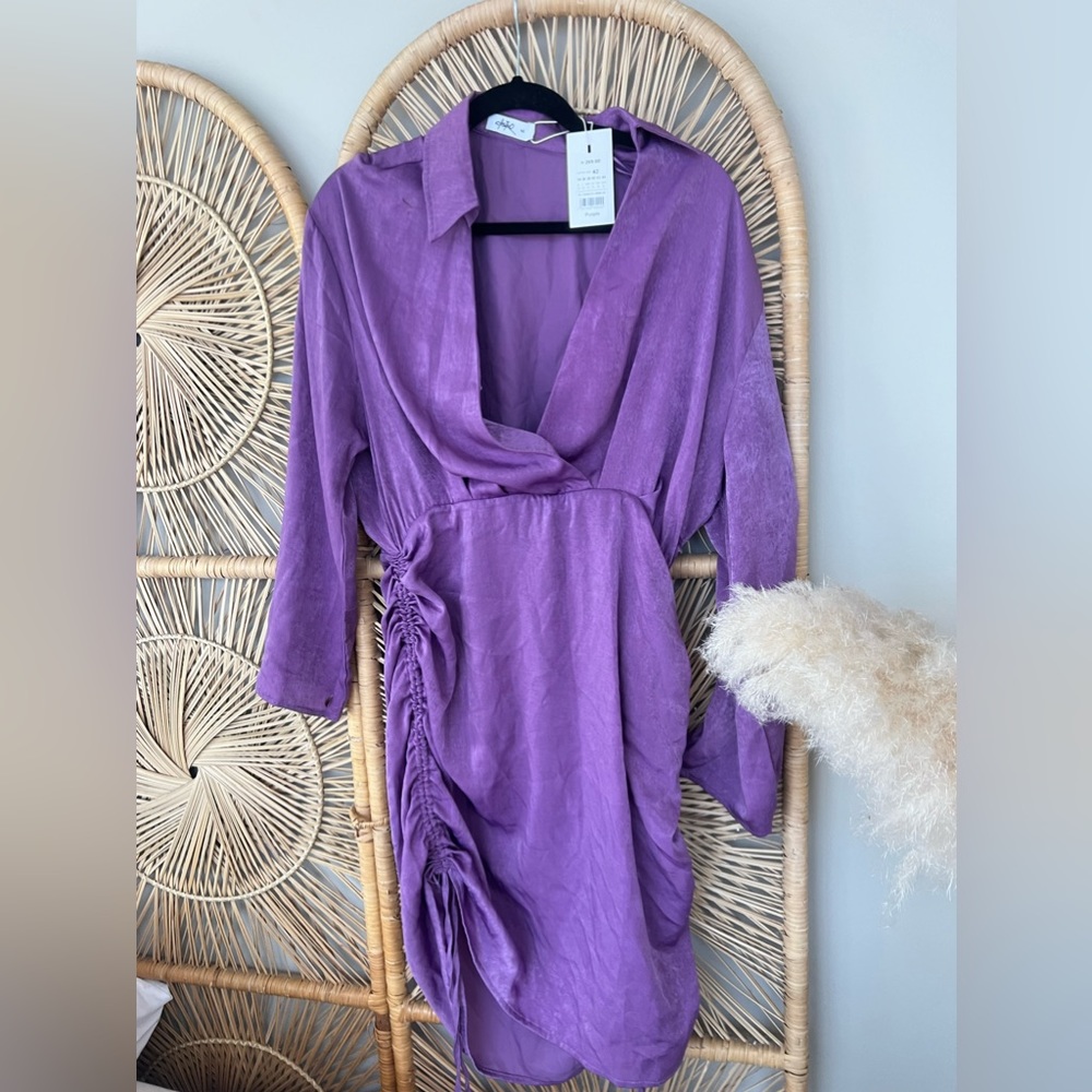 NWT Castro Purple Silk Dress size 10